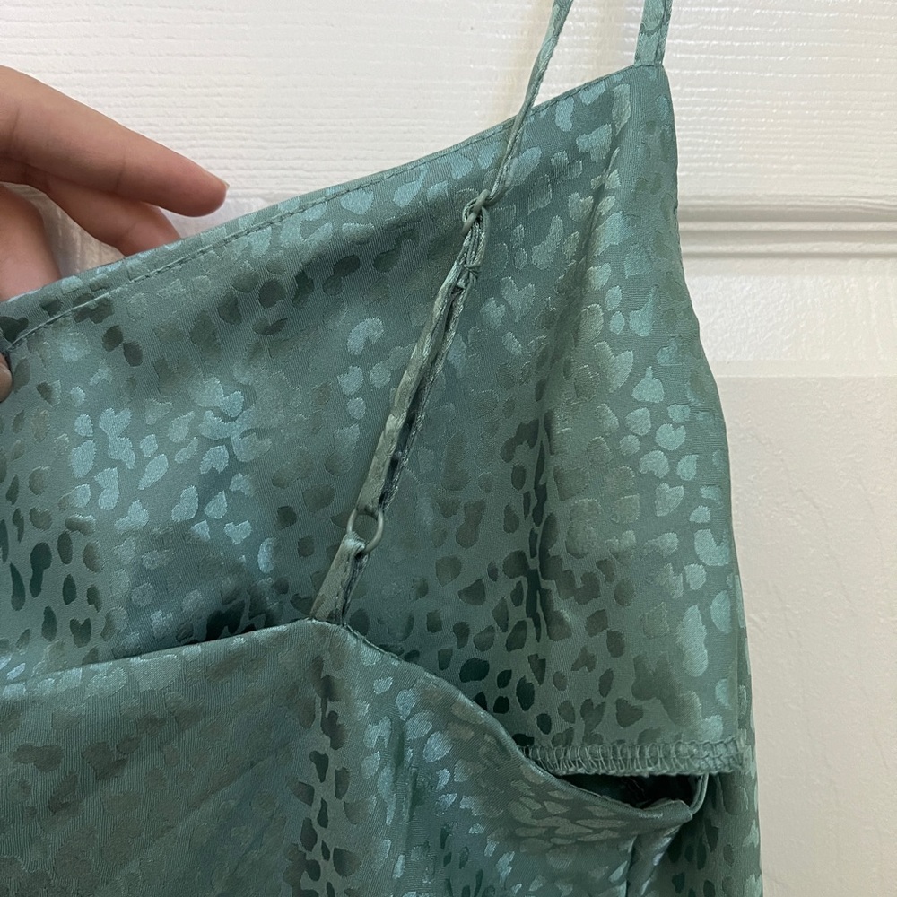 Light Green Leopard Print Silk Dress